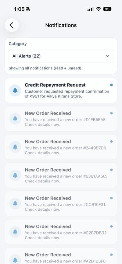 Vendor notifications