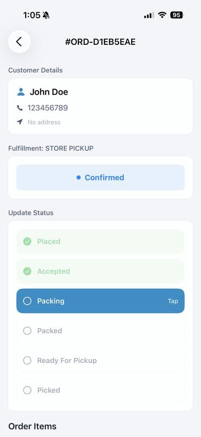 Order status flow