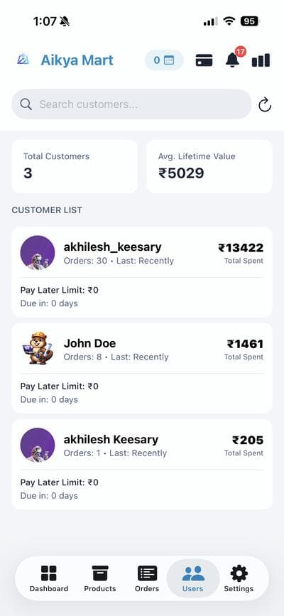 Customer list