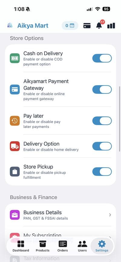 Store options