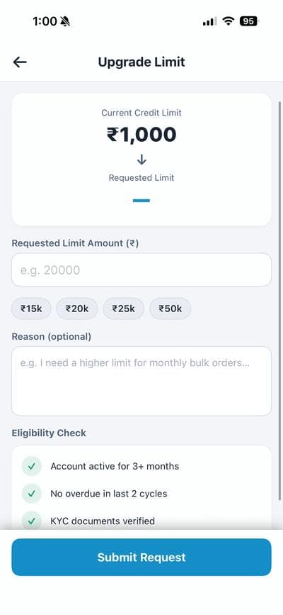 Upgrade credit limit