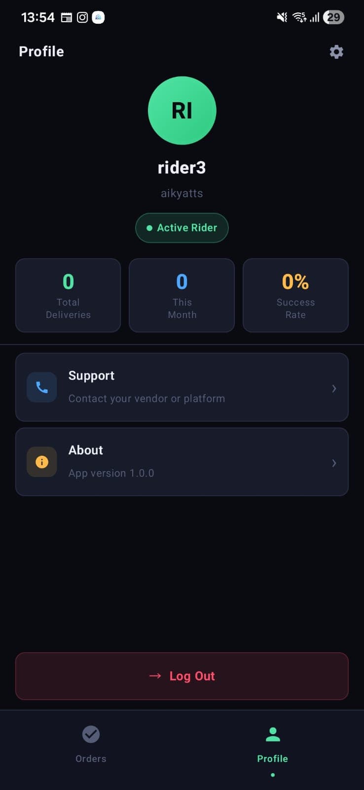 Rider profile screen